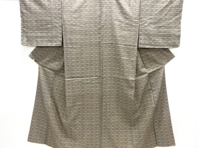 JAPANESE KIMONO / TSUMUGI / ENSEMBLE / DOROZOME / WOVEN KIKKO PATTERN